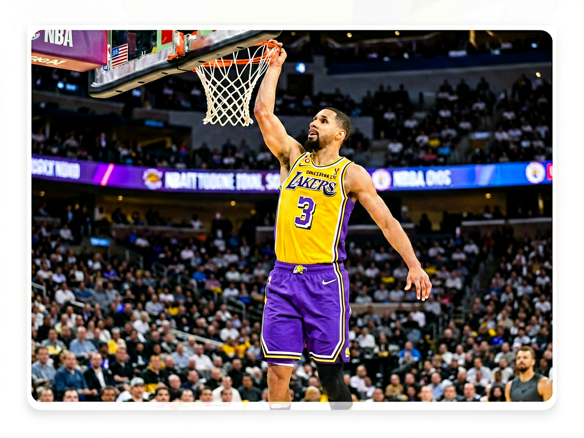 NBA常规赛精彩瞬间,球员完成扣篮动作